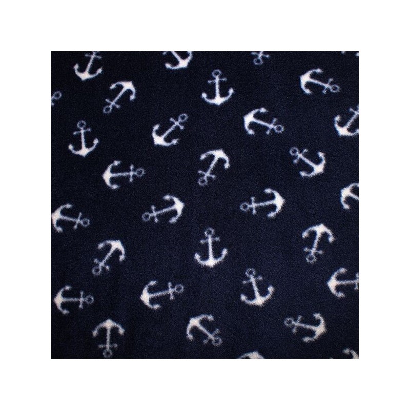 Printed Polar Anti Pil Fleece Fabric Nautical Anchor Sailor Sailing Ocean