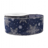 Hessian Wired Edge Ribbon 63mm Christmas Snowflakes Xmas Festive