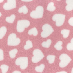 Pink Printed Polar Anti Pil Fleece Fabric Valentines Hearts Love Romance Blanket