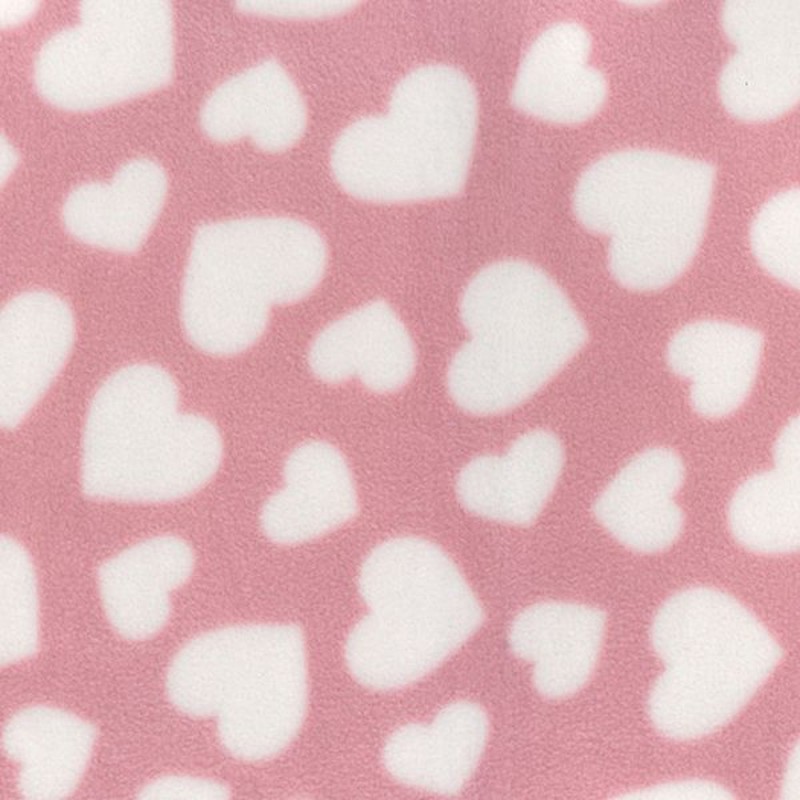 Printed Polar Anti Pil Fleece Fabric Valentines Hearts Love Romance Blanket