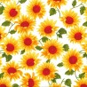 100% Cotton Poplin Fabric Rose & Hubble Large Yellow Sunflowers Floral