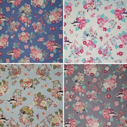 NEW-60 Inches Wide-100% Cotton Fabric-Dainty White Floral Design on Terracotta 