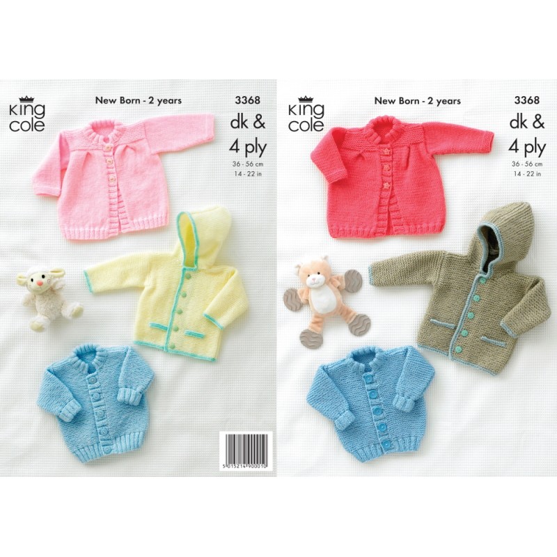 King Cole 4581 Knitting Pattern Baby Cardigans in Big Value Baby Soft Chunky 