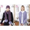 King Cole Knitting Pattern Cardigan, Hat & Scarf Knitted in Big Value Poplar Chunky 5497