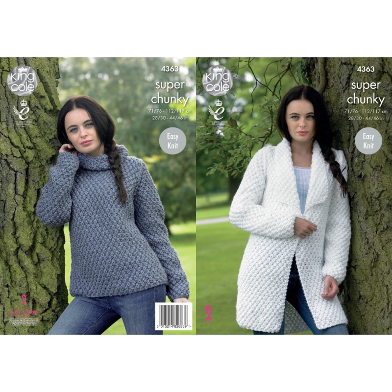 King Cole Knitting Pattern Jacket & Sweater Knitted Big Value Super ...