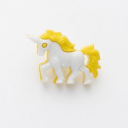 Yellow Unicorn Shaped Button 25mm Plastic Shank Novelty