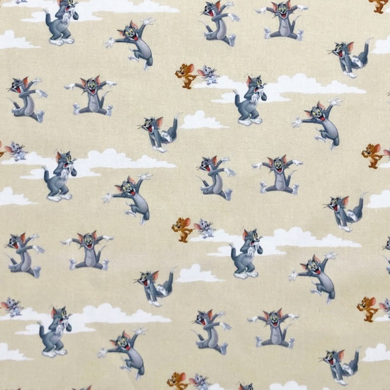% Cotton Digital Fabric Tom And Jerry Nibbles Warner Bros Sky