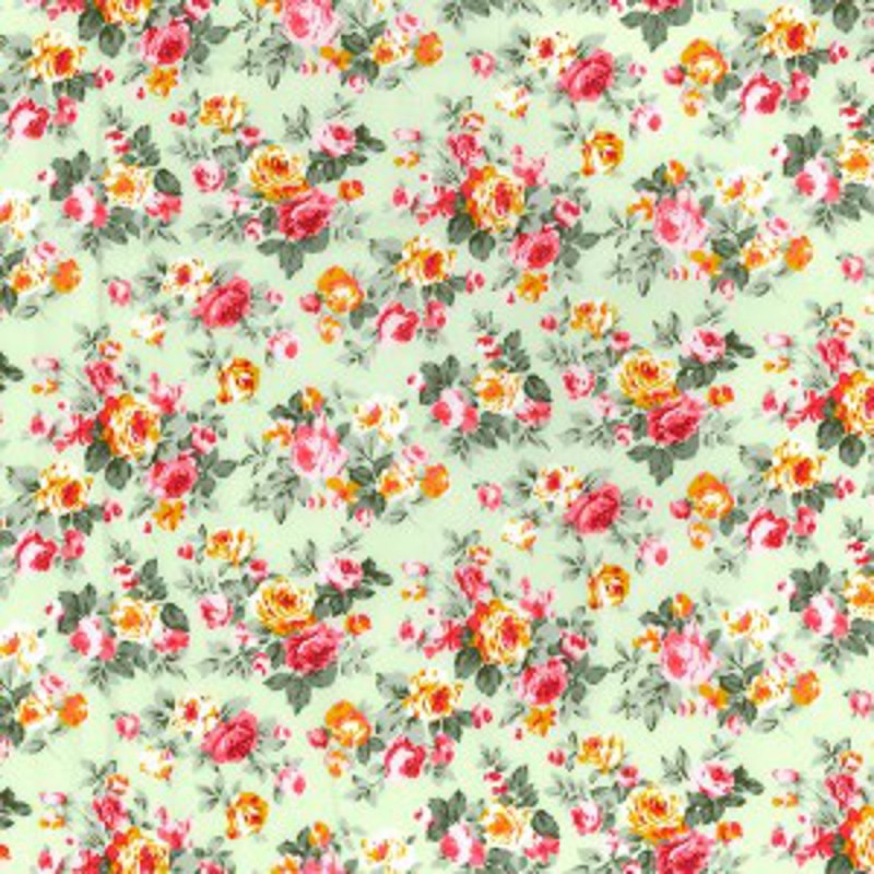 100% Cotton Poplin Fabric Rose & Hubble Roses Flowers In Hexagons Material 