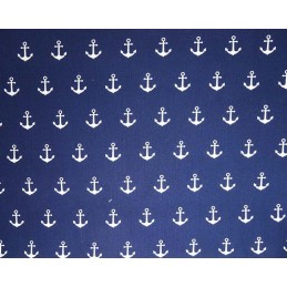 Navy 100% Cotton Fabric Floral Anchors Nautical Sailors Sailing