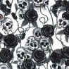 100% Cotton Poplin Fabric Rose & Hubble Toxic Skulls Roses Floral Flower