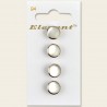 Sirdar Elegant Round Pearlescent Plastic Button White / Silver 11mm Shank Pack of 4