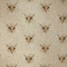 Cotton Rich Linen Look Fabric Digital Highland Cow Upholstery Panel