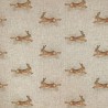 Cotton Rich Linen Look Fabric Digital Leaping Hare Rabbit Upholstery Panel