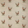 Cotton Rich Linen Look Fabric Digital Elegant Pheasant Bird Upholstery Panel