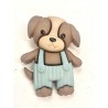 Dog In Dungarees Puppy Button 26mm x 20mm Plastic Shank Novelty