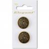 Sirdar Elegant Round Crest Metal Button Oxidized Gold 22mm Shank Pack of 2