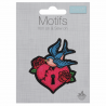 Trimits Iron On Motif Tattoo Heart Lock Rose Stick on Sew On Craft