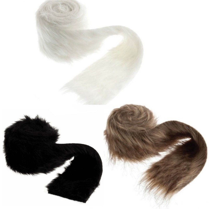 2m x 80mm Luxury Faux Fur Trim Costume Toy White And Brown
