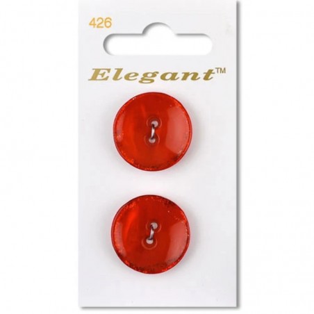 Sirdar Elegant Round Shell Effect Button Red Glitter 22mm 2 Hole Pack of 2