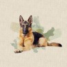 Cotton Rich Linen Fabric German Shepherd Dog Or Panel