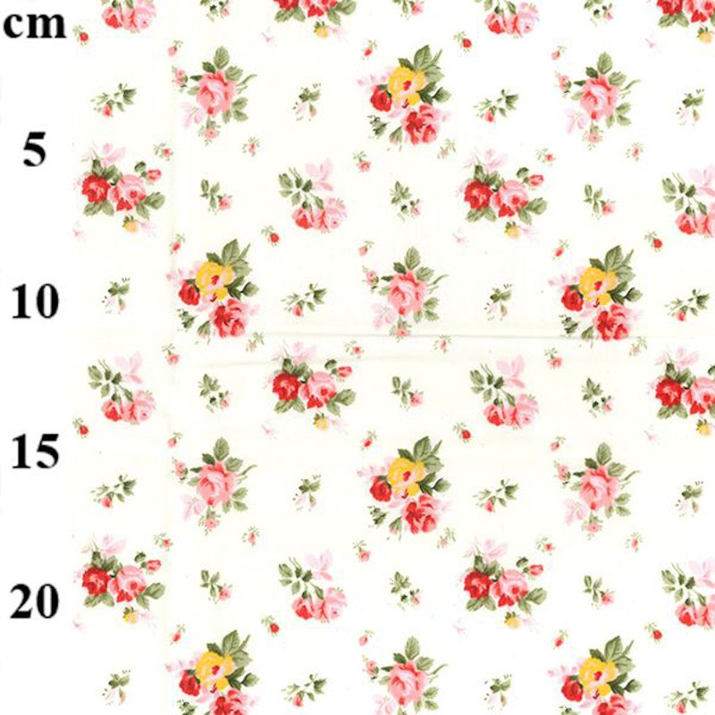 100% Cotton Poplin Fabric Rose & Hubble Cupcakes Cakes Roses Floral on Mint 