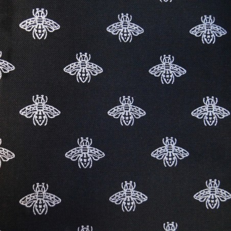 100% Cotton Linen Look Fabric Bumble Bee Foil Print Cushion Upholstery