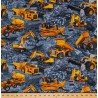 100% Cotton Fabric Timeless Treasures Construction Vehicles Bulldozers Trucks