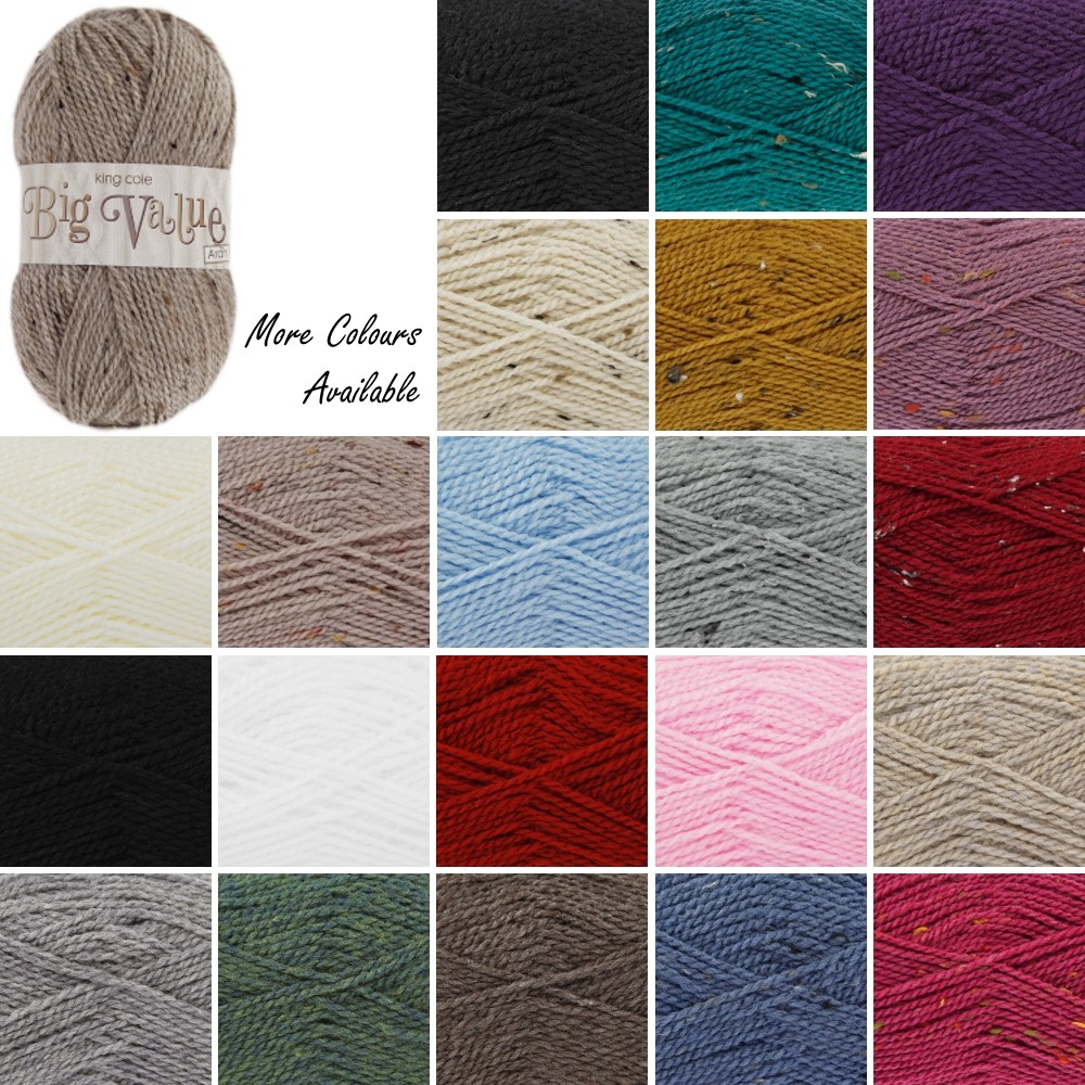 King Cole Big Value Aran Wool Yarn 100% Premium Acrylic Weight 100g Oatmeal