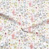 Polycotton Fabric Baby Bunnies Woodland Animals Carrots Flowers