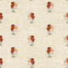 Cotton Rich Linen Linen Fabric Digital Red Robin Bird Upholstery Panel