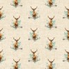 Cotton Rich Linen Look Fabric Digital Majestic Stag Deer Upholstery Panel