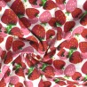 Polycotton Fabric Strawberries Fruit Tossed Strawberry