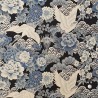 100% Japanese Cotton Fabric Nutex Kio Metallic Cranes Hills Bushes And Flowers