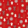 100% Cotton Poplin Fabric Happy Christmas Metallic Angel 135cm Wide