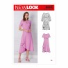 New Look Sewing Pattern 6655 Misses' Long Or Short Sleeve Dress Drape Detail
