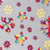 100% Cotton Poplin Fabric Christmas Rainbow Snowflake Metallic 135cm Wide