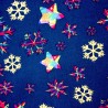 100% Cotton Poplin Fabric Christmas Rainbow Snowflake Metallic 135cm Wide
